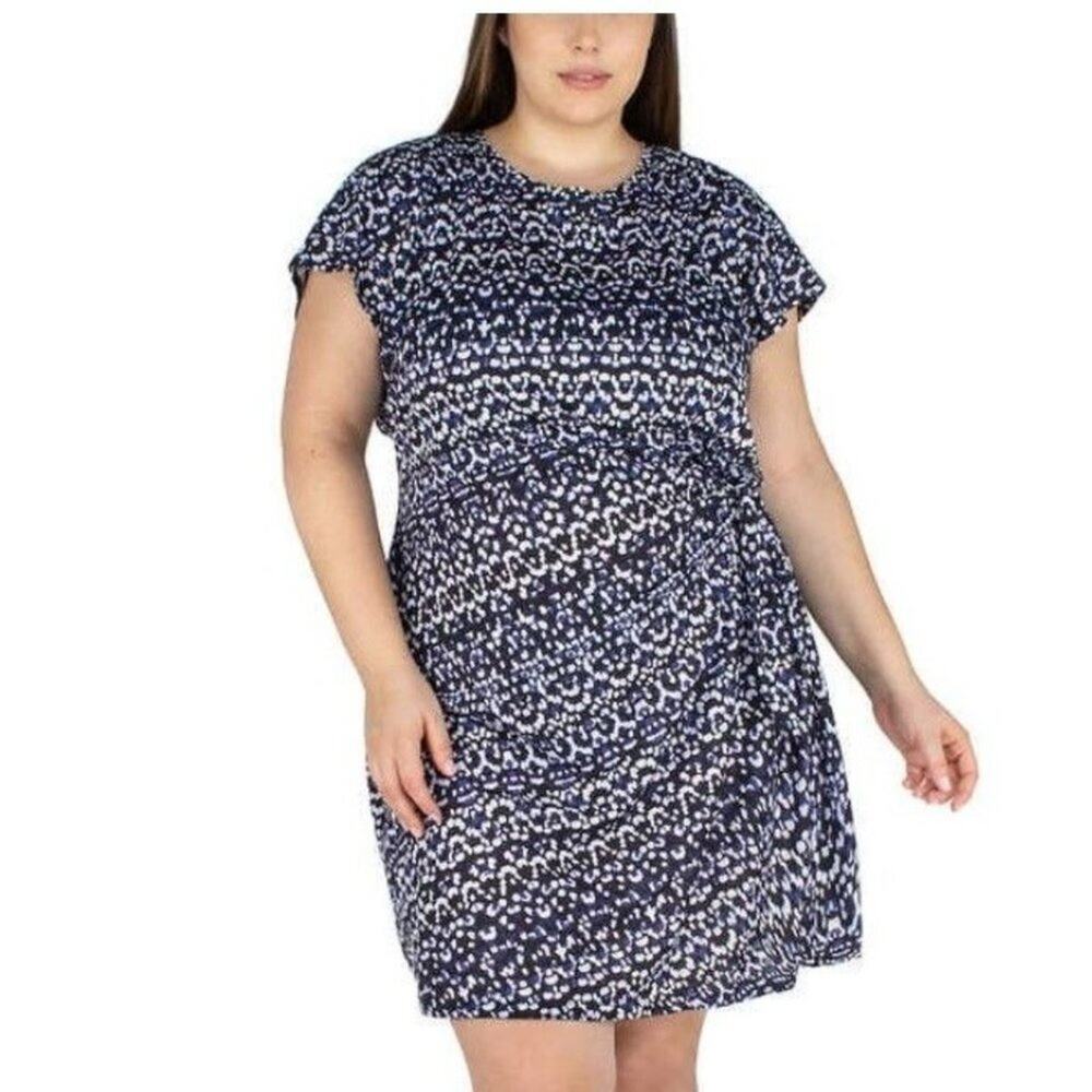 Nicole Miller Womens Faux Wrap Dress Size 2X - Picture 6 of 8